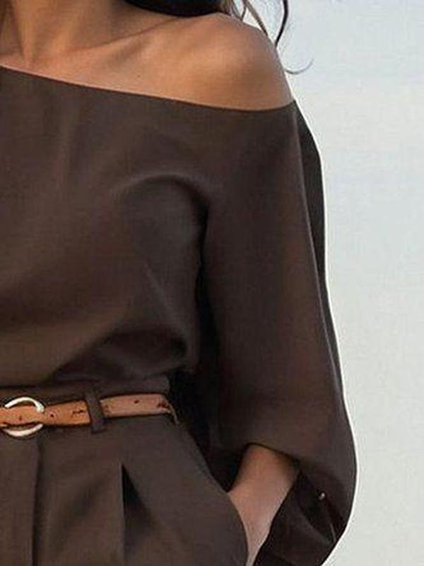 Eleganter Side Pocket Coffee Plain Jumpsuit - Stil & Komfort für den Herbst