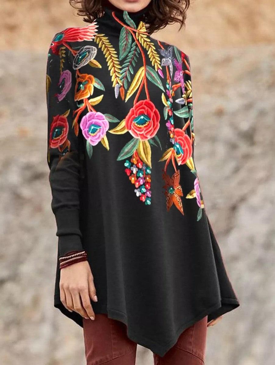 Charmantes Glamorous Print Mock Neck Top - Dein Herbst Must-Have