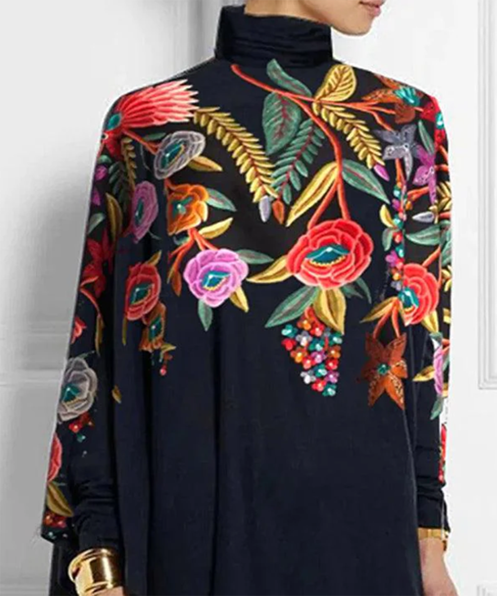 Charmantes Glamorous Print Mock Neck Top - Dein Herbst Must-Have