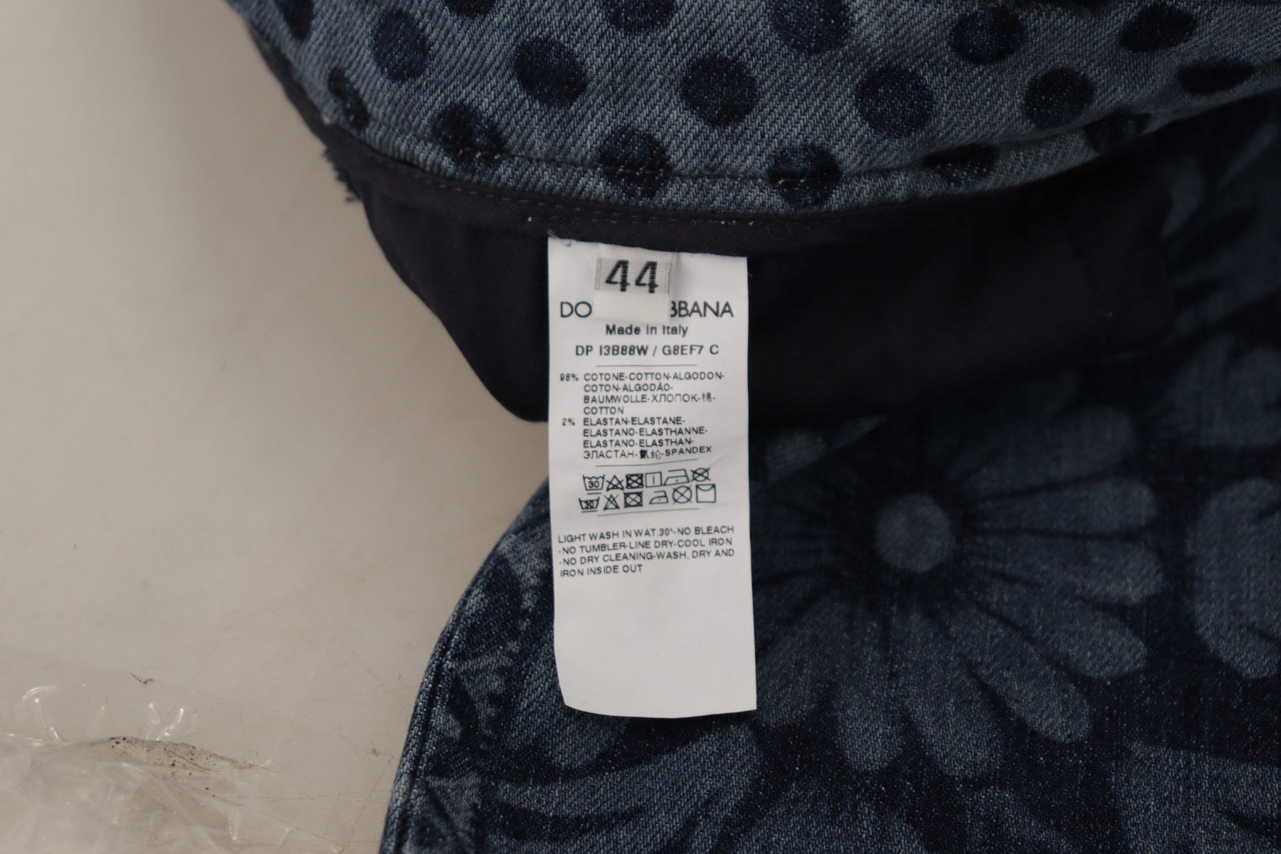 Dolce & Gabbana Blaue, geblümte Skinny-Jeans mit hoher Taille