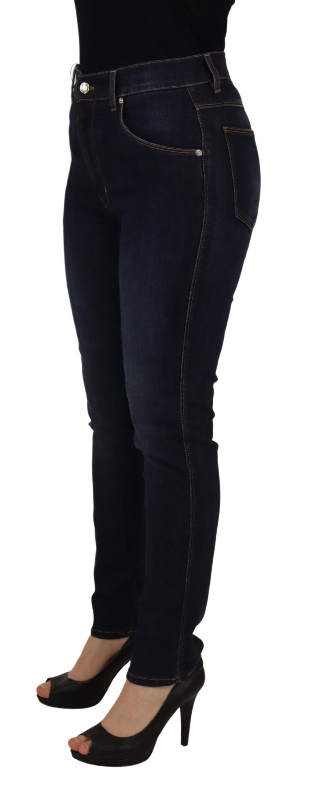 Dolce & Gabbana Blaue Baumwoll-Skinny-Denim-Jeans mit hoher Taille