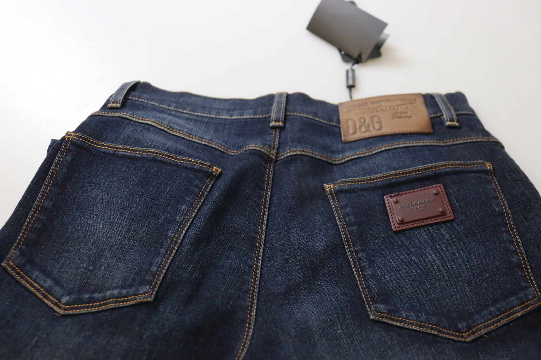 Dolce & Gabbana Blaue Baumwoll-Skinny-Denim-Jeans mit hoher Taille