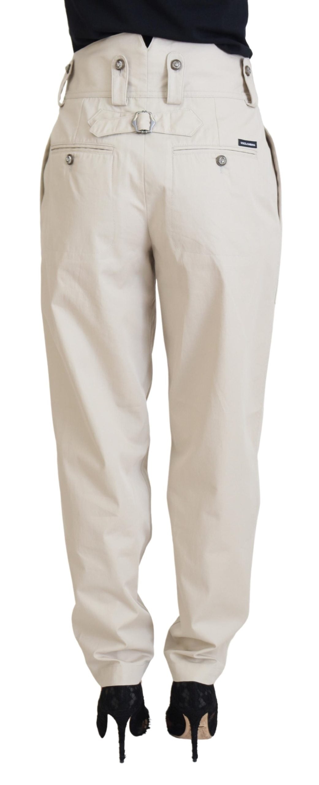 Dolce & Gabbana Beige Hochtaillierte Damenhosen