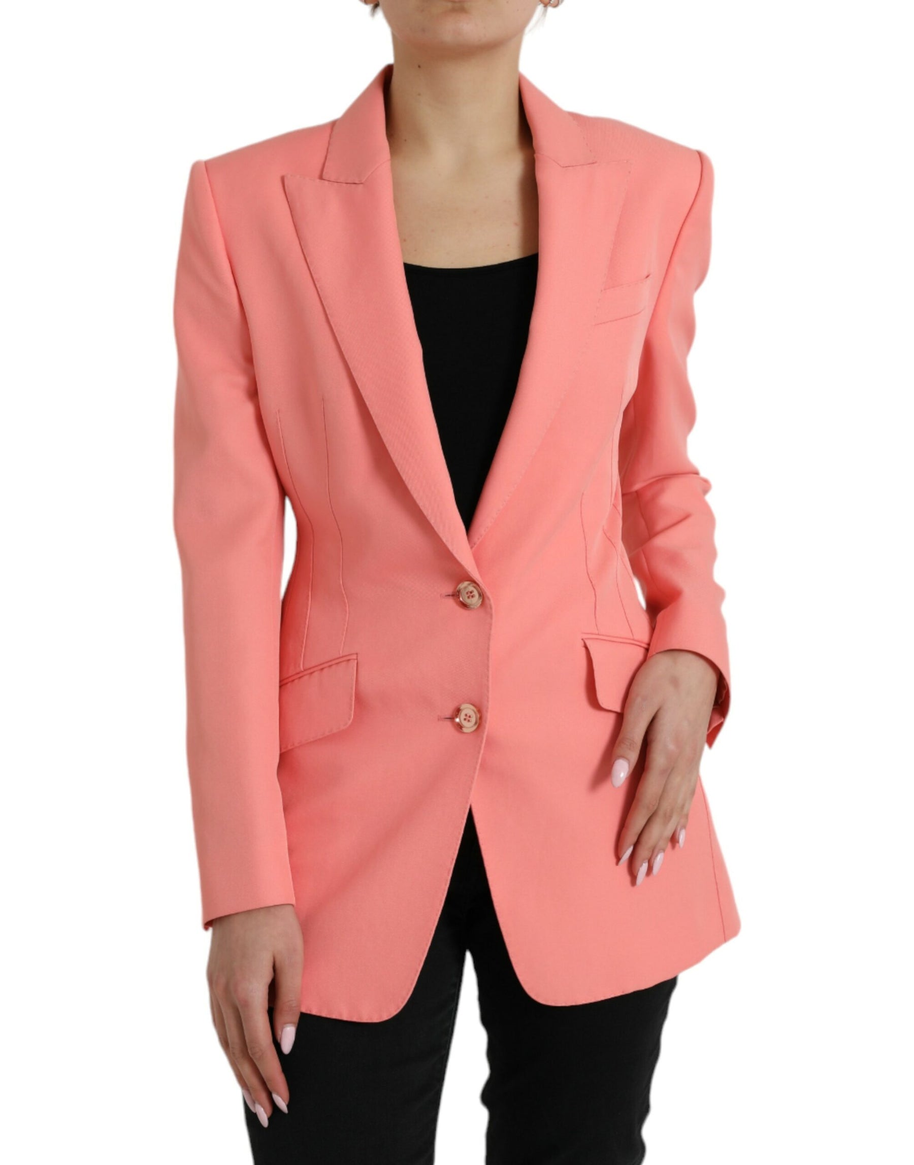 Dolce & Gabbana Einreihige Blazerjacke aus rosa Polyester