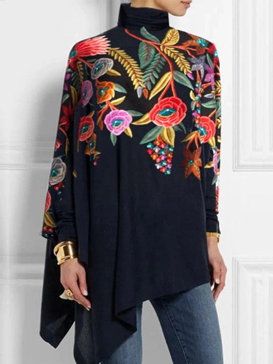 Charmantes Glamorous Print Mock Neck Top - Dein Herbst Must-Have