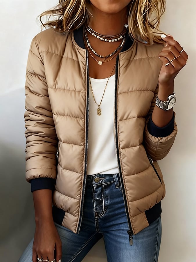 Warme Stepp Winterjacke Beige Damen – Leicht & Elegant