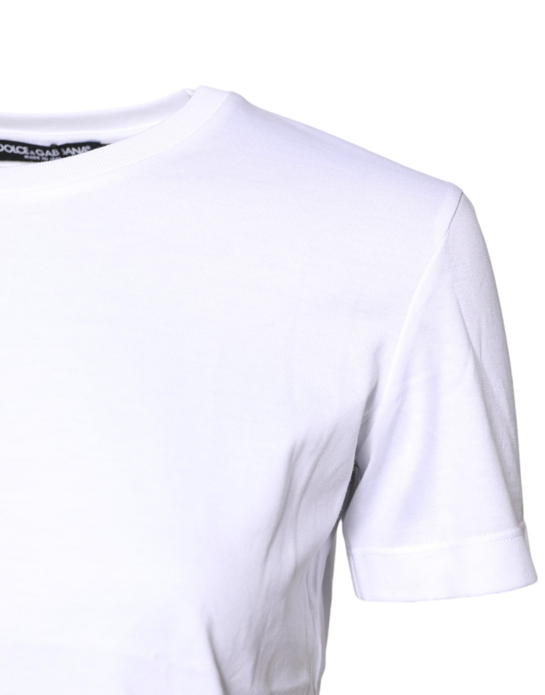 Dolce & Gabbana Weißes Baumwoll-T-Shirt mit Rundhalsausschnitt und kurzen Ärmeln