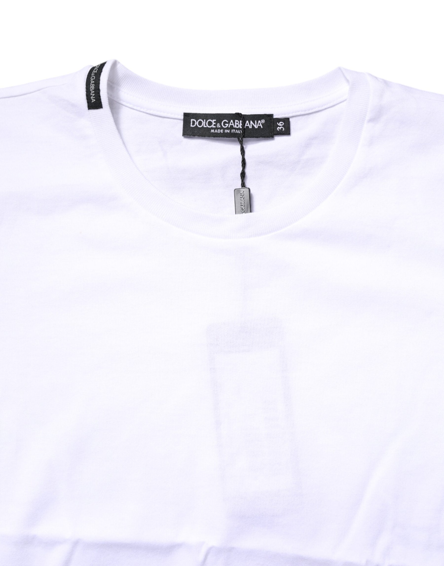 Dolce & Gabbana Weißes Baumwoll-T-Shirt mit Rundhalsausschnitt und kurzen Ärmeln