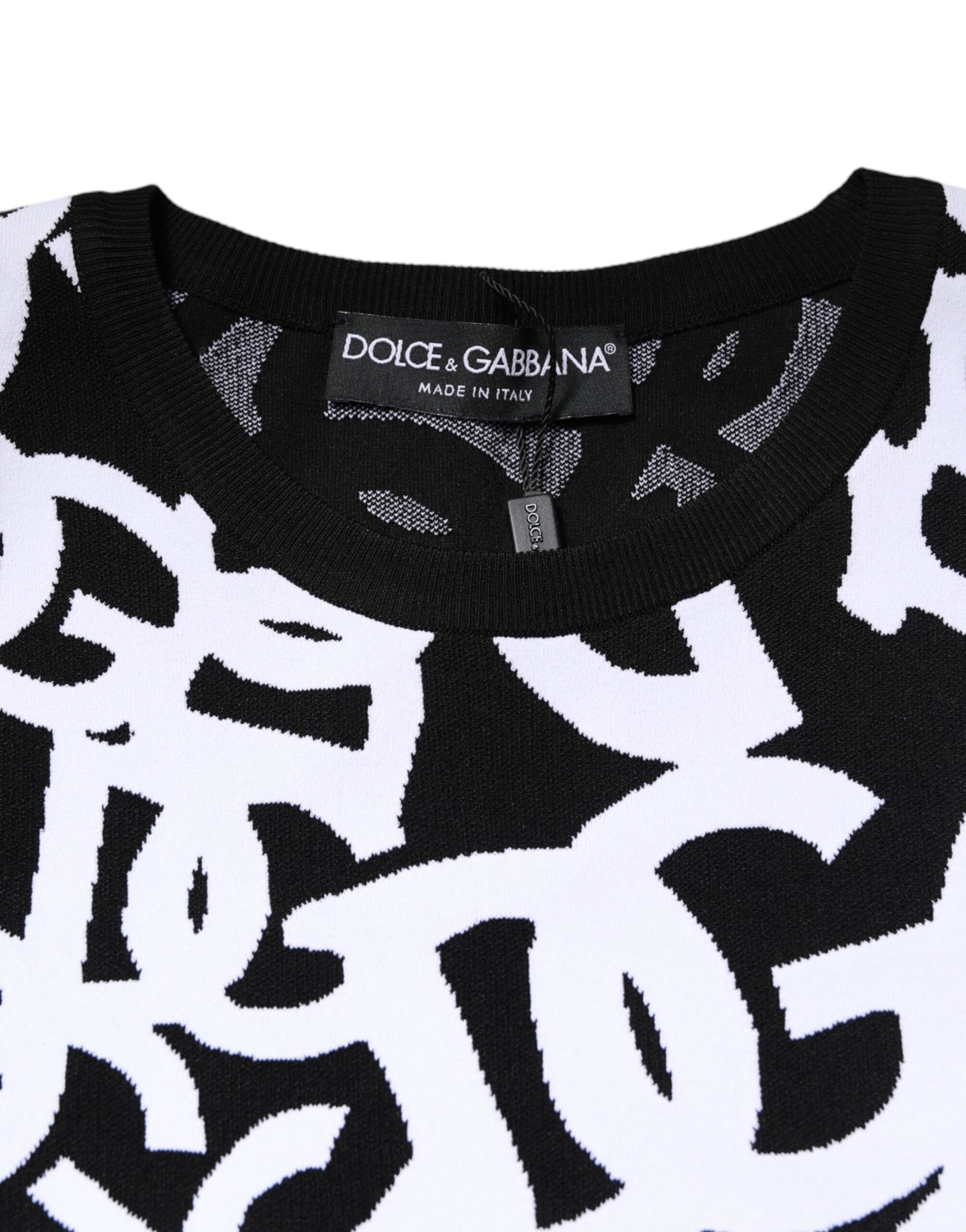Dolce & Gabbana Schwarzer weißer Logodruck Frauen Pullover Pullover
