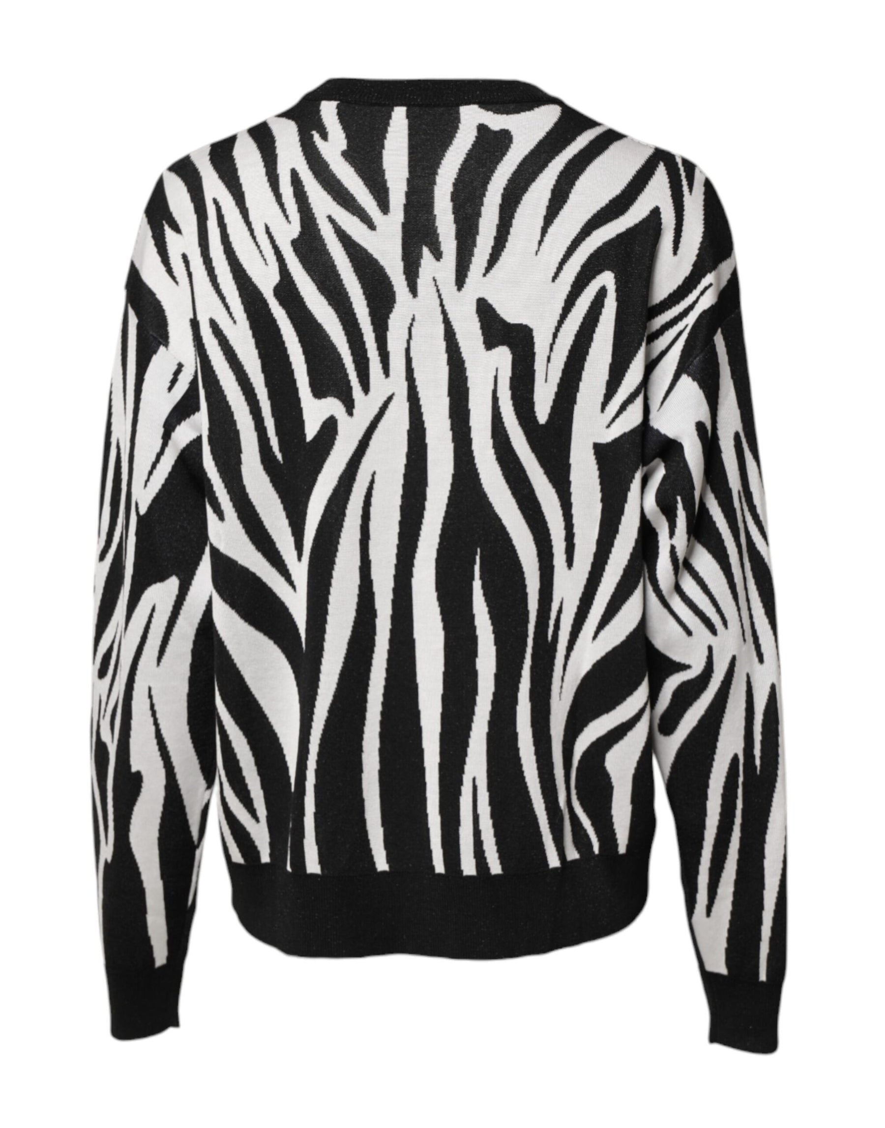 Dolce & Gabbana Schwarzer weißer Druck Frauen Pullover Sweater
