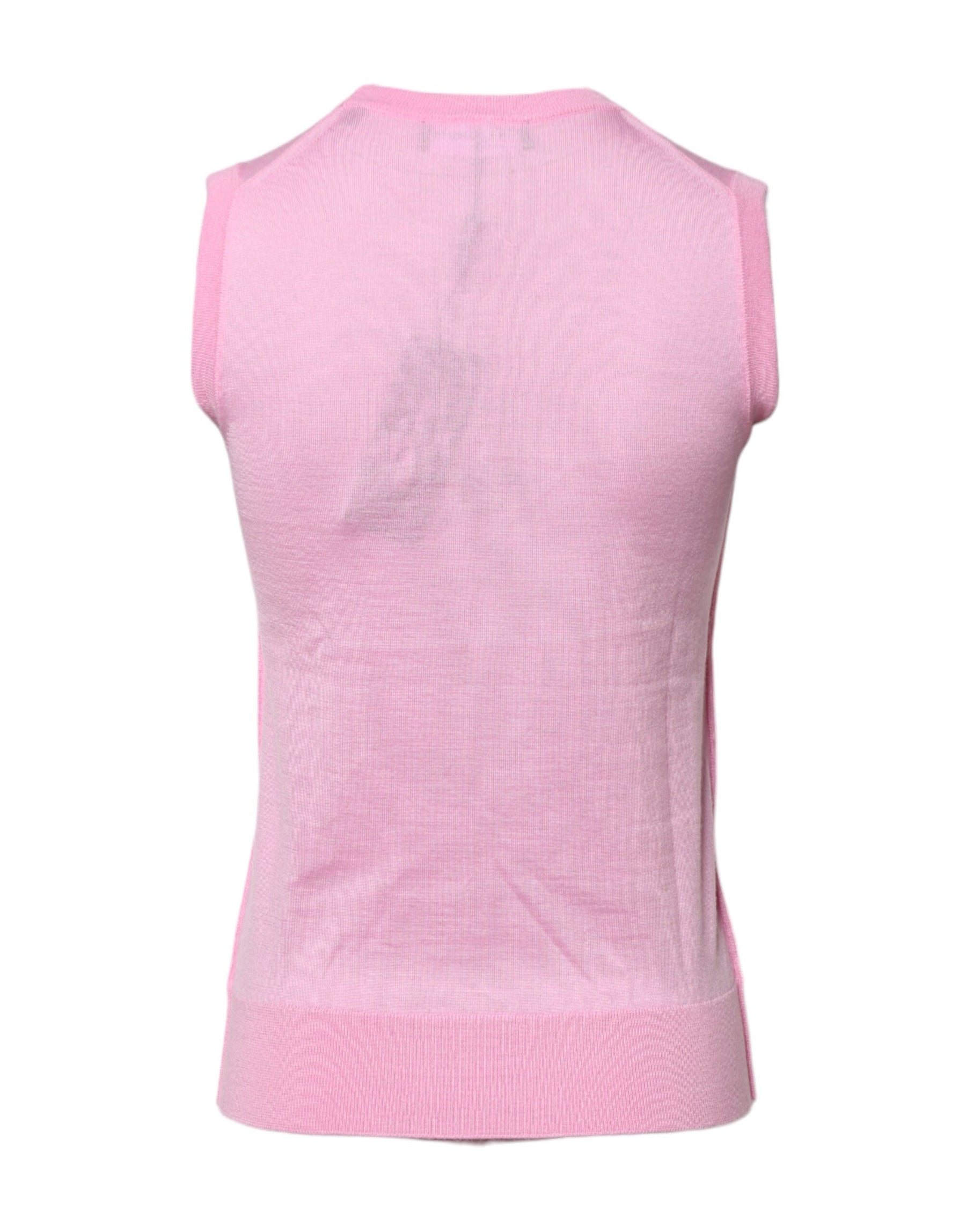 Dolce & Gabbana Rosa Kaschmir Rundhalsausschnitt Ärmelloses Tank-Top