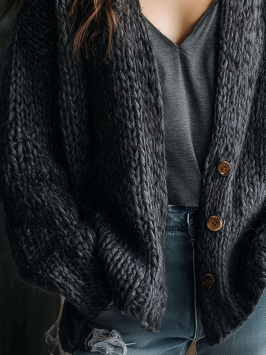 Herbstlicher Grey Long Sleeve Cardigan – Eleganz & Komfort in Einem