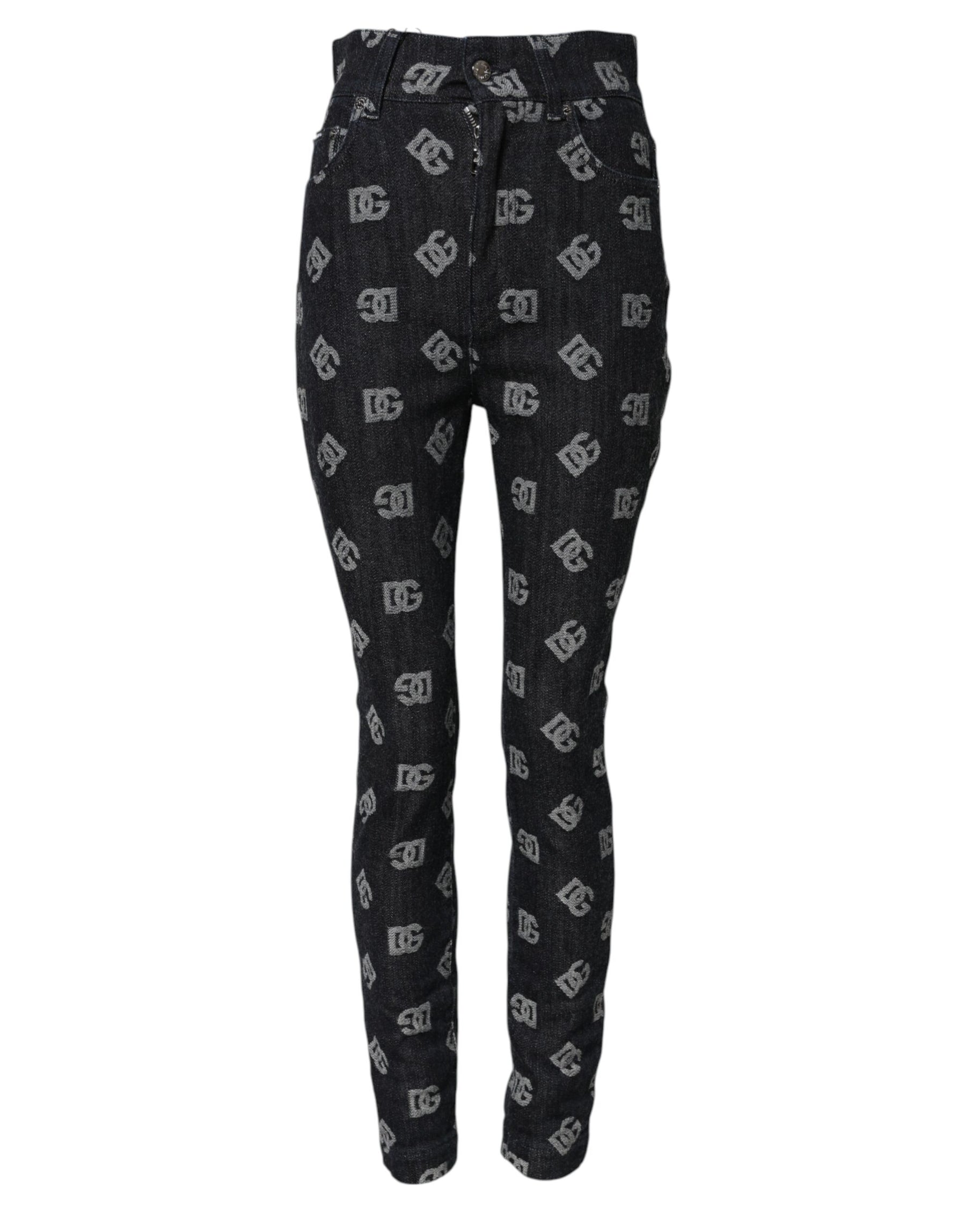 Dolce & Gabbana Schwarze DG Logo High Waist Skinny Denim Jeans