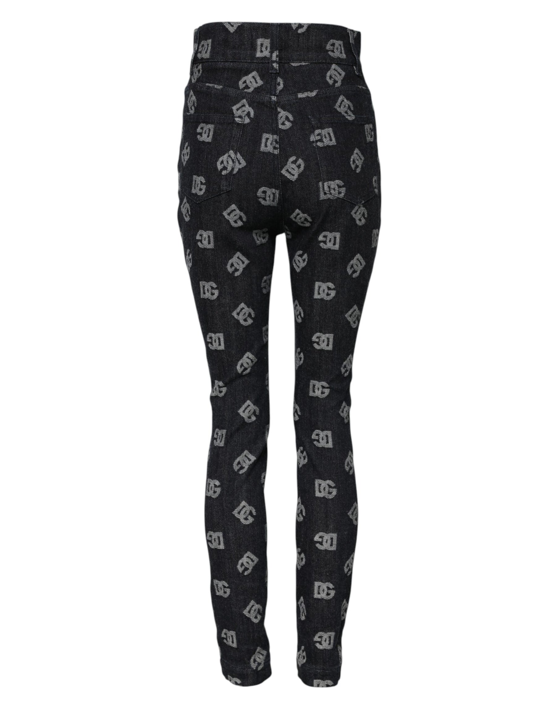 Dolce & Gabbana Schwarze DG Logo High Waist Skinny Denim Jeans