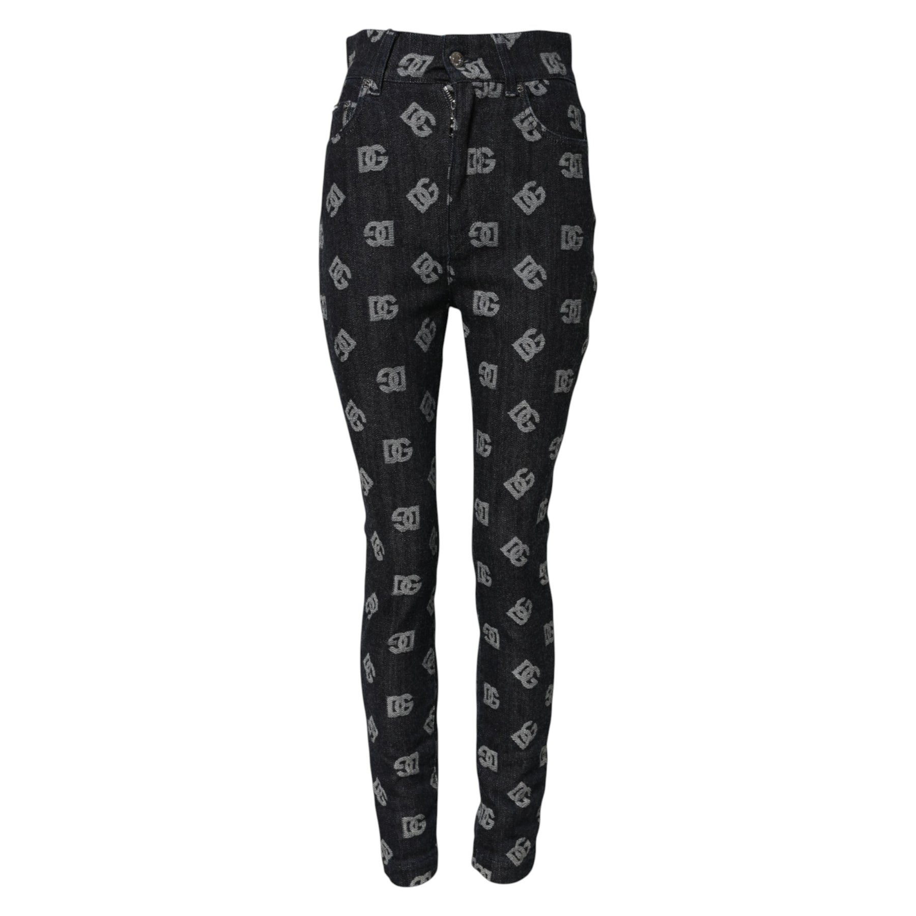 Dolce & Gabbana Schwarze DG Logo High Waist Skinny Denim Jeans