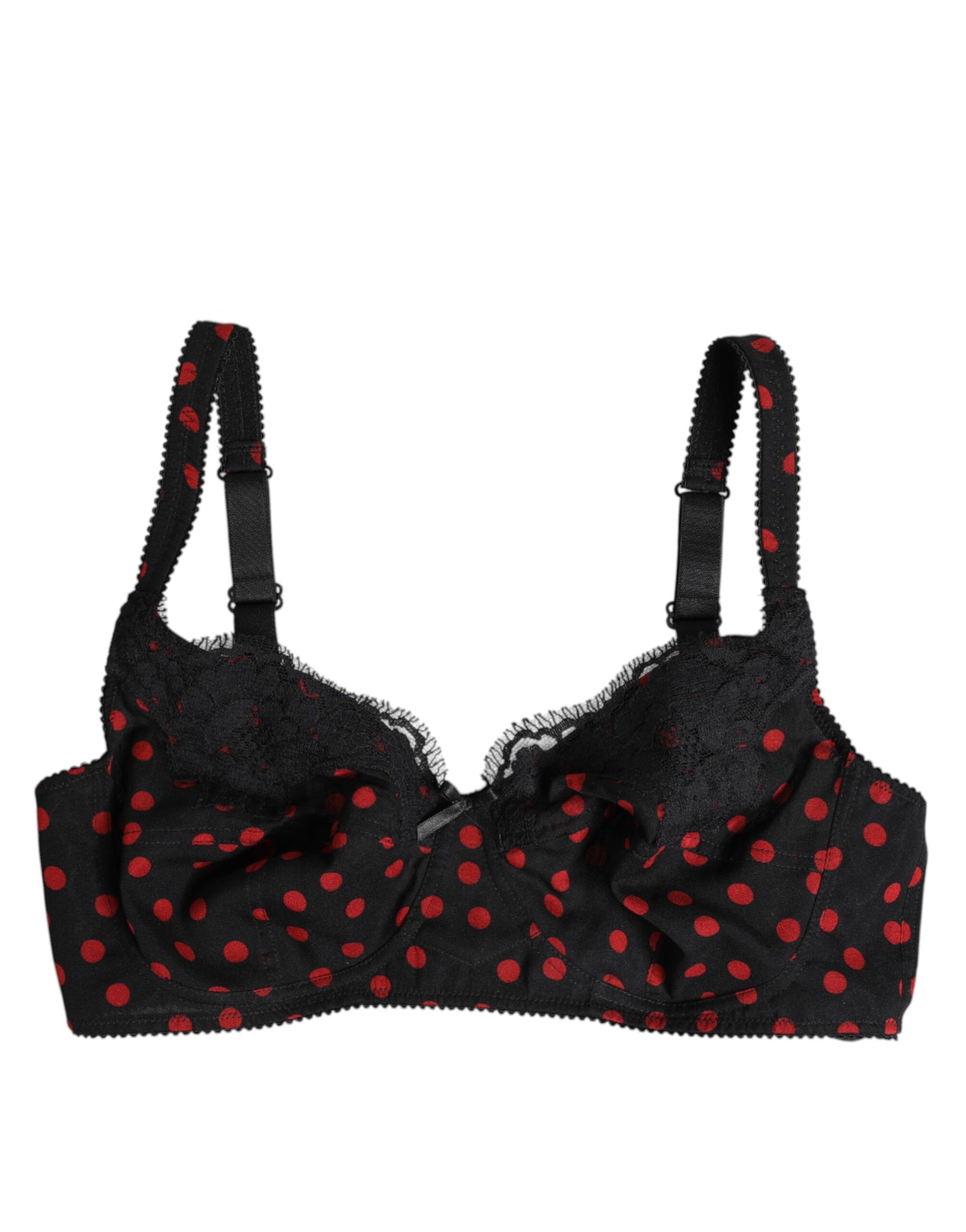 Dolce & Gabbana Schwarz-Rot gepunktet Bügel-Balconette-Unterwäsche