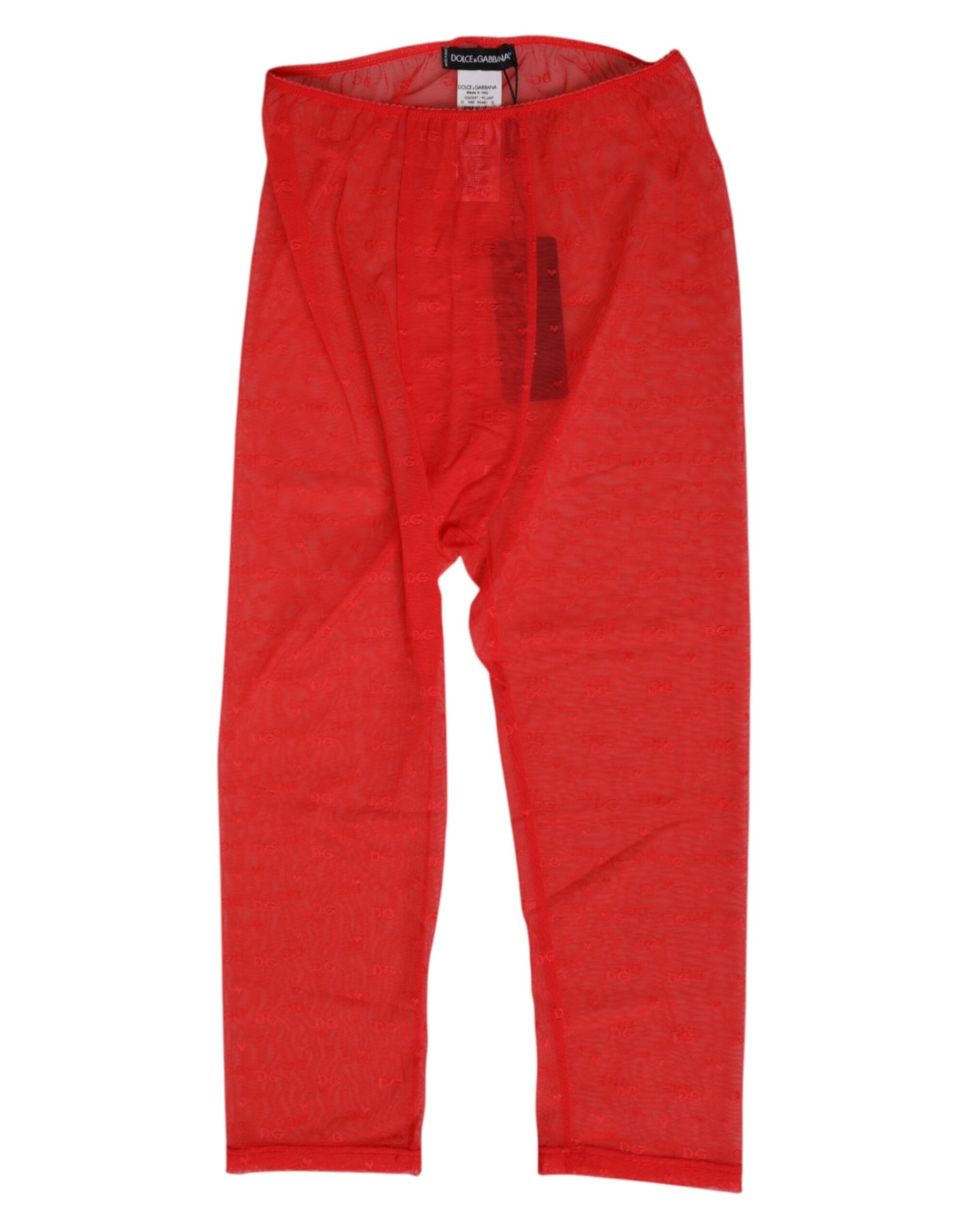 Dolce & Gabbana Rote Logo-Spitze Enge Midi-Hose Unterwäsche
