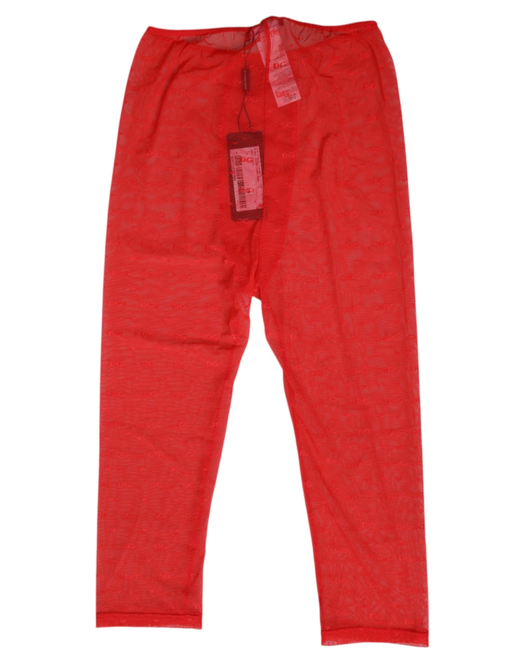 Dolce & Gabbana Rote Logo-Spitze Enge Midi-Hose Unterwäsche