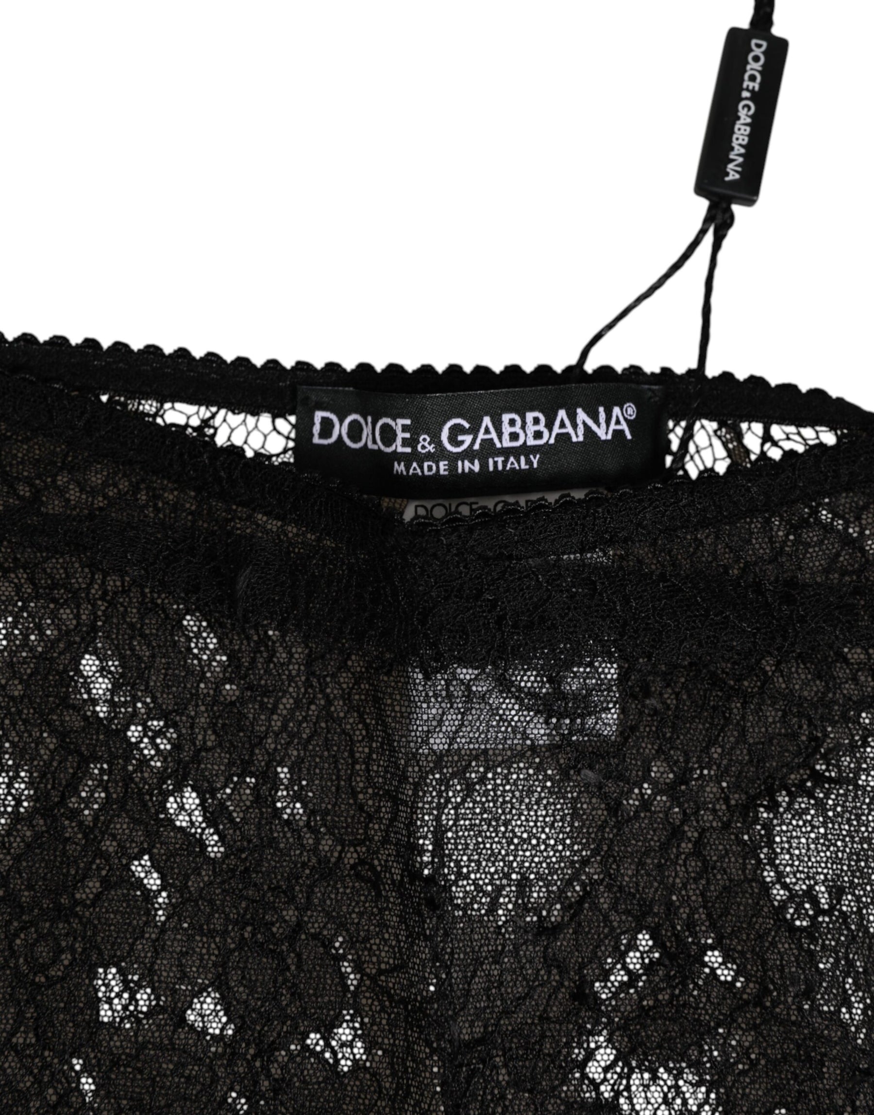 Dolce & Gabbana Schwarze Nylon Stretch Panty mit hoher Taille Unterwäsche
