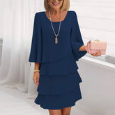 Popular Round Neck 3/4 Sleeve Mini Dress - Ihr stilvoller Herbstsbegleiter