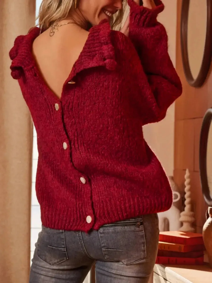 Leuchtend roter Langarm-Pullover - Herbstsfrische mit Stil & Komfort