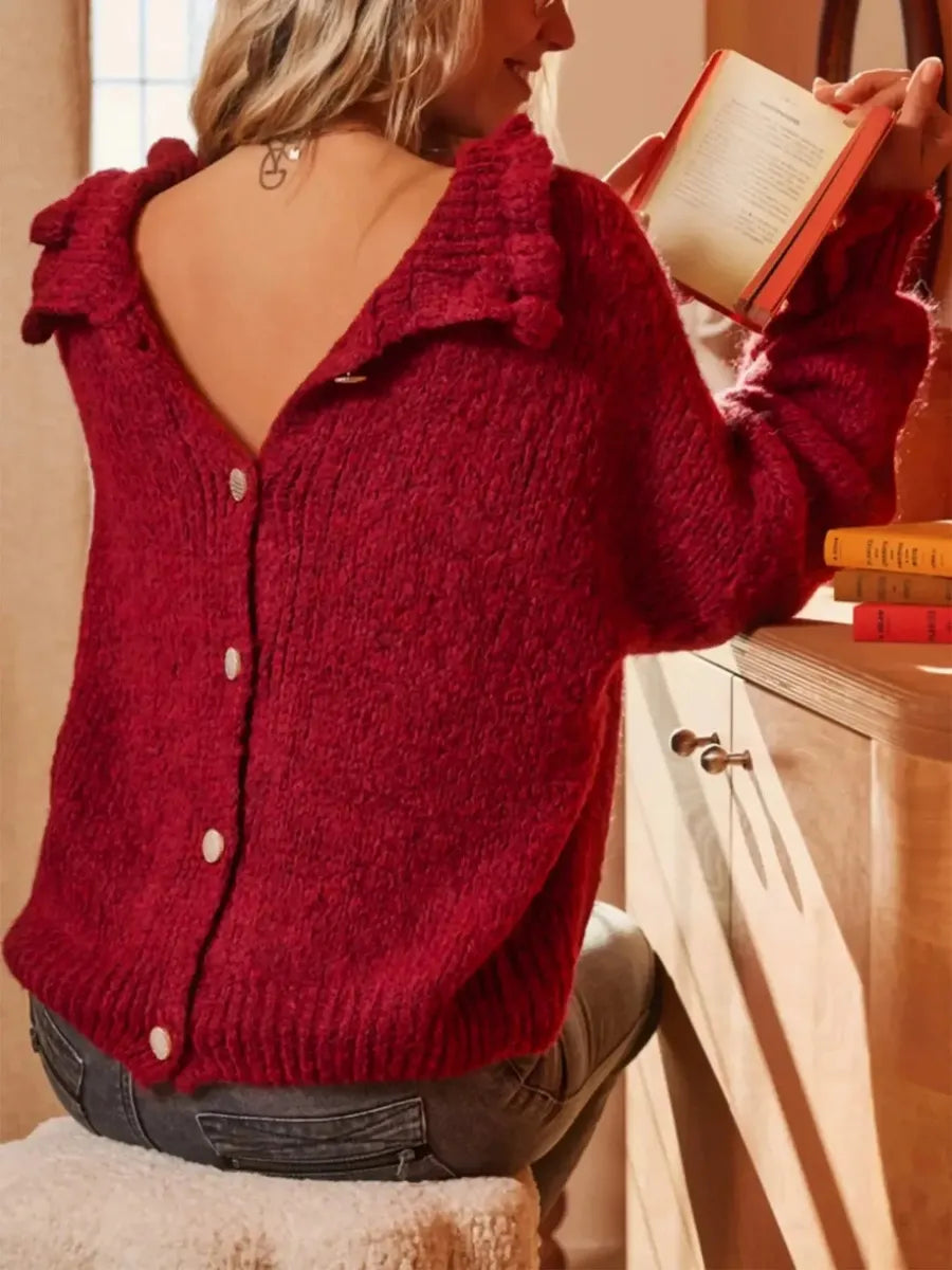 Leuchtend roter Langarm-Pullover - Herbstsfrische mit Stil & Komfort