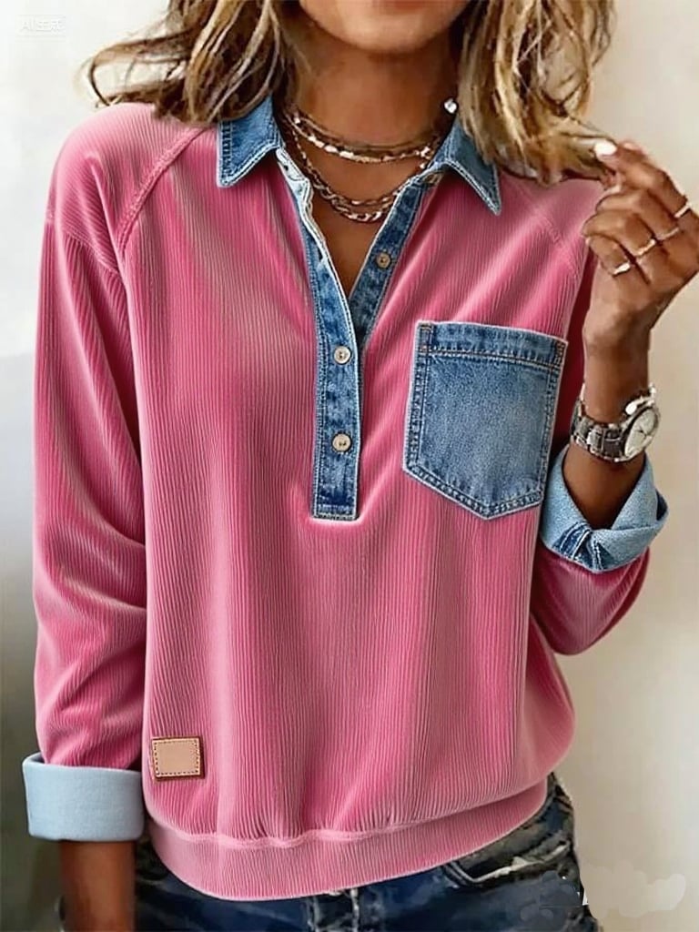 Winter Cordhemd Damen rosa loose fit warm & stylisch