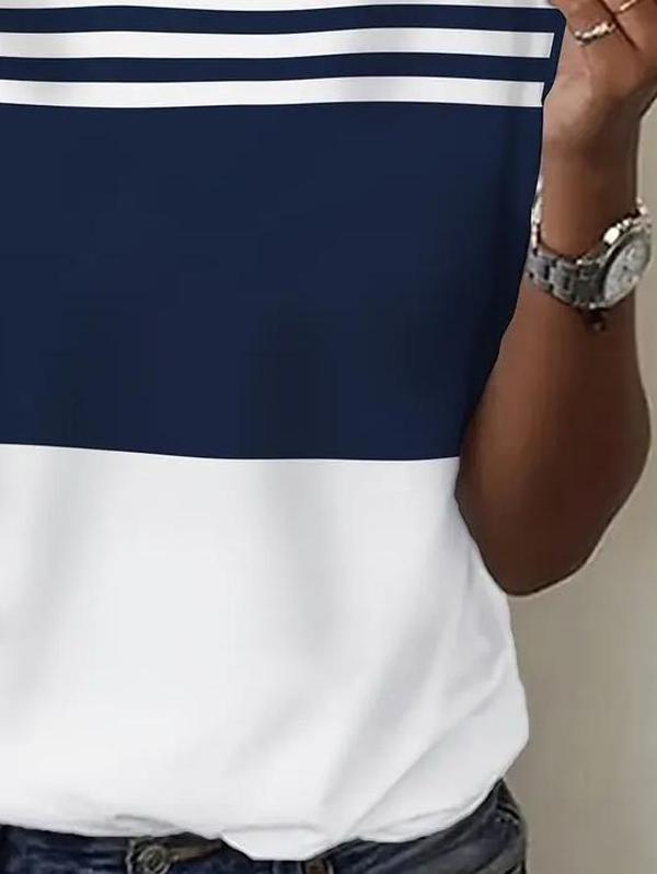 Herbsts-Chic: Klassisches Gestreiftes Kurzarm-Top in Premium-Qualität