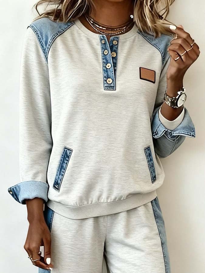 Winter Damen Patchwork Hosenanzug cosy & stylisch