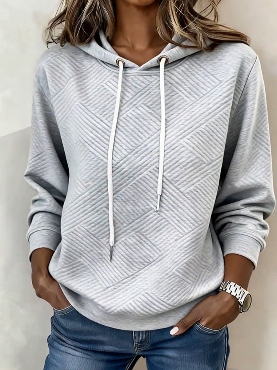 Winter Hoodie Sweatshirt grau – warmer 3D Quilt Look