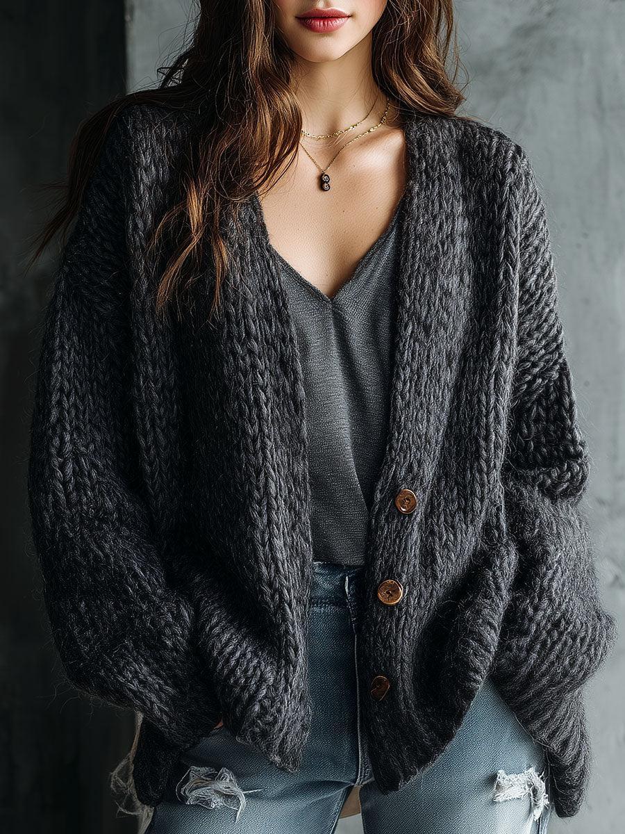 Herbstlicher Grey Long Sleeve Cardigan – Eleganz & Komfort in Einem
