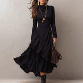 Elegantes Schwarzes Midi-Kleid - Winterliches Allround-Talent für jeden Anlass