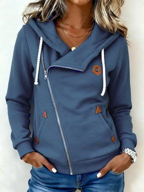 Kuscheliges Winter Hoodie Damen olivgrün mit Reißverschluss