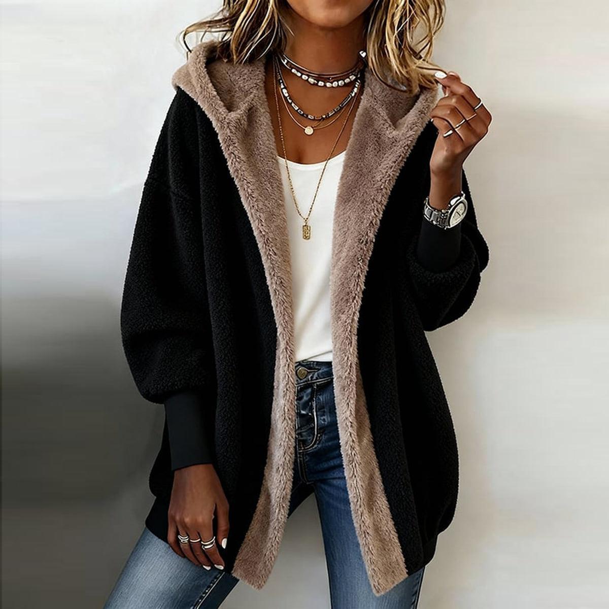 Winterlicher Luxus: Baggy Faux Fur Hooded Cardigan - Kuschelig & Stilsicher