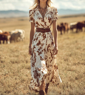 Herbstsfrisch & Chic: Trendy Collared Maxi-Kleid mit Kurzarm & Blumenmuster
