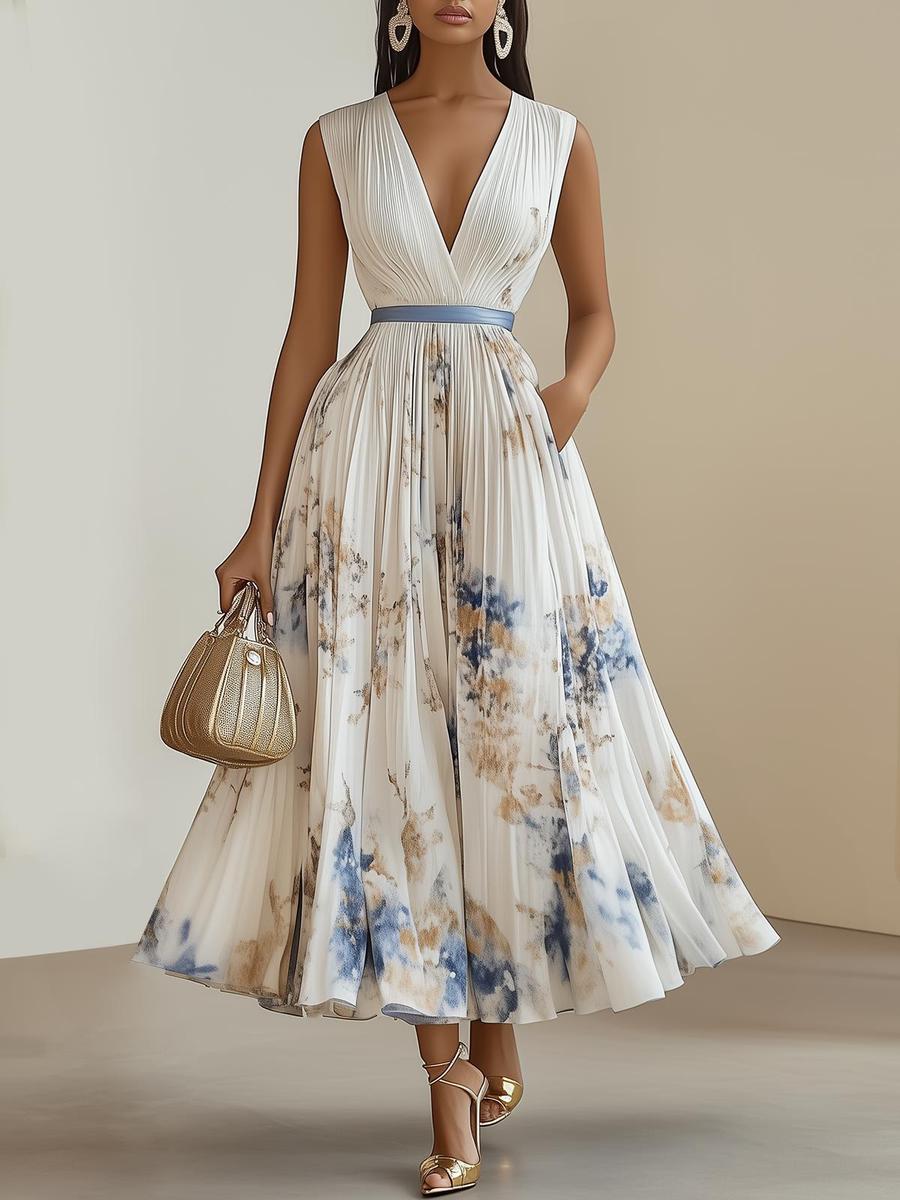 Elegantes Herbsts-Maxikleid mit V-Ausschnitt - Stilvoll & Komfortabel