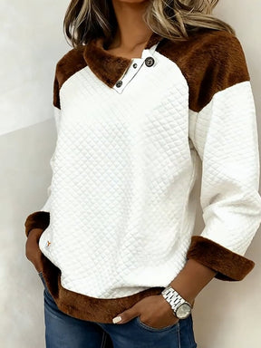 Winterliches Casual-Top mit Color Block Design und Langarm für Eleganz & Komfort
