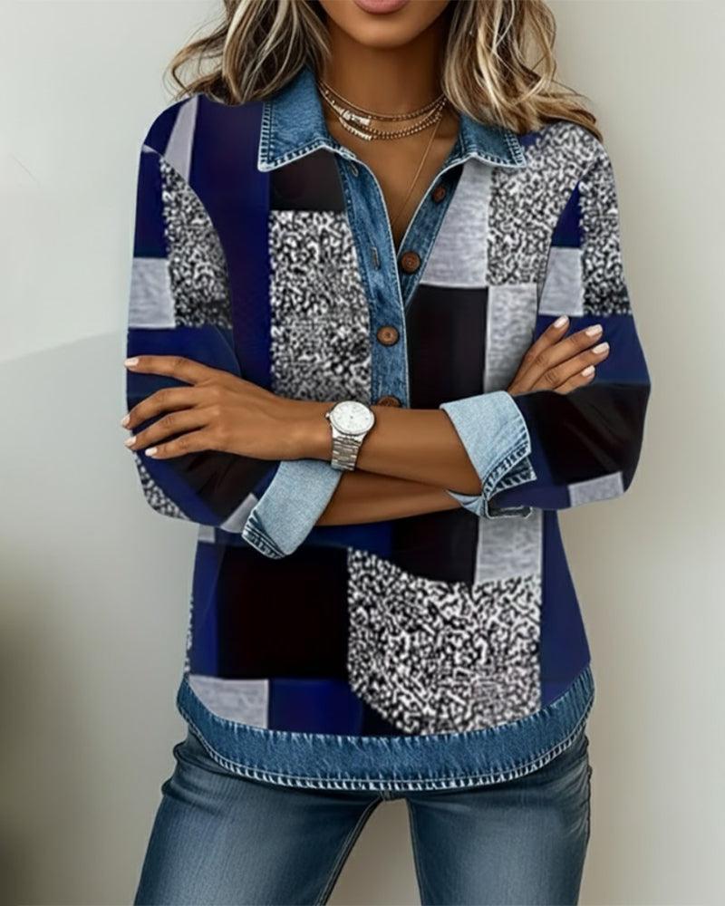Winter Color Block Denim Top – Kuscheliger Streetstyle