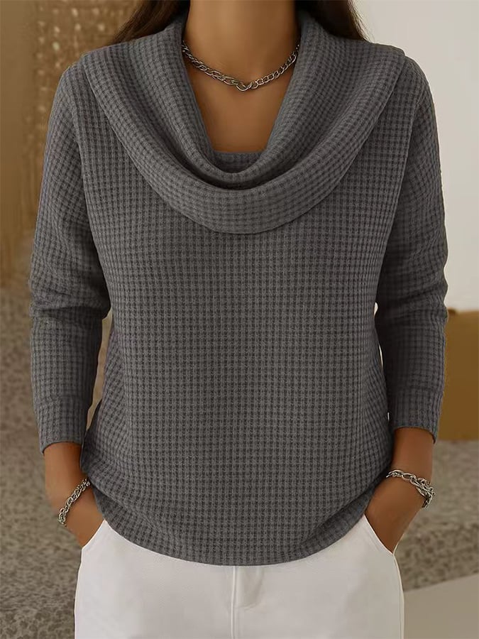 Kuscheliges Waffle Knit Longsleeve Schwarz für den Winter