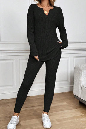 Winter Loungewear Set Schwarz – Kuscheliges Zweiteiler Outfit