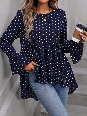 Navy Langarmshirt mit Rundhalsausschnitt - Herbstsmode trifft Komfort