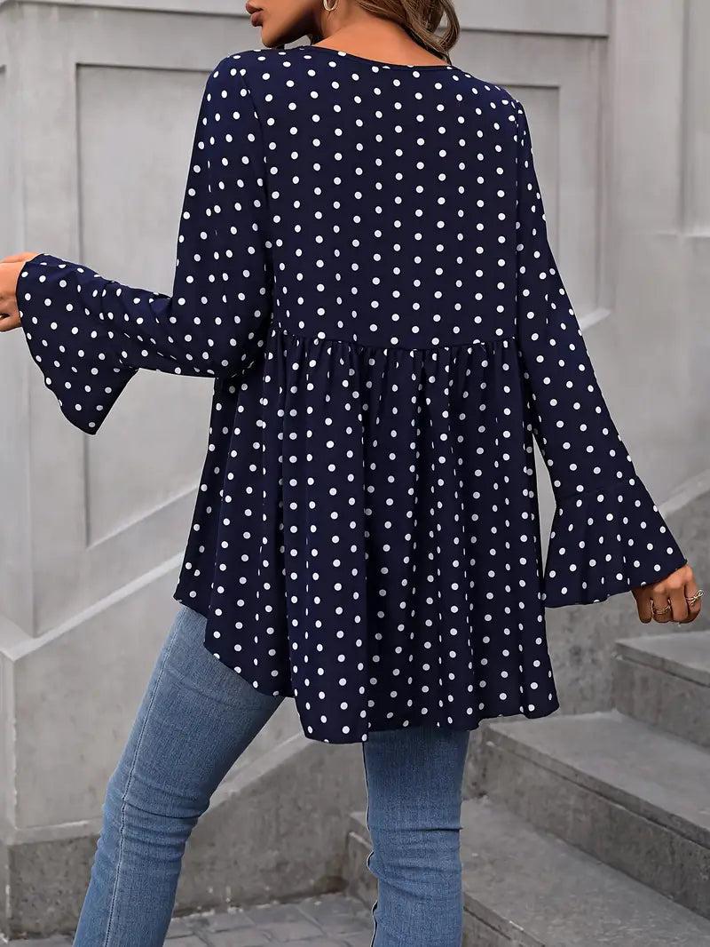Navy Langarmshirt mit Rundhalsausschnitt - Herbstsmode trifft Komfort
