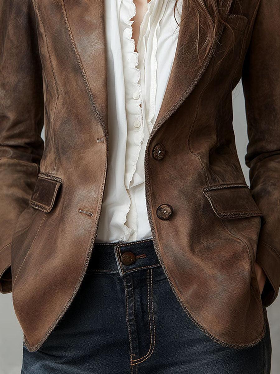 Chic & Komfortabler Brown Plain Long Sleeve Blazer - Perfekt für jeden Herbststag