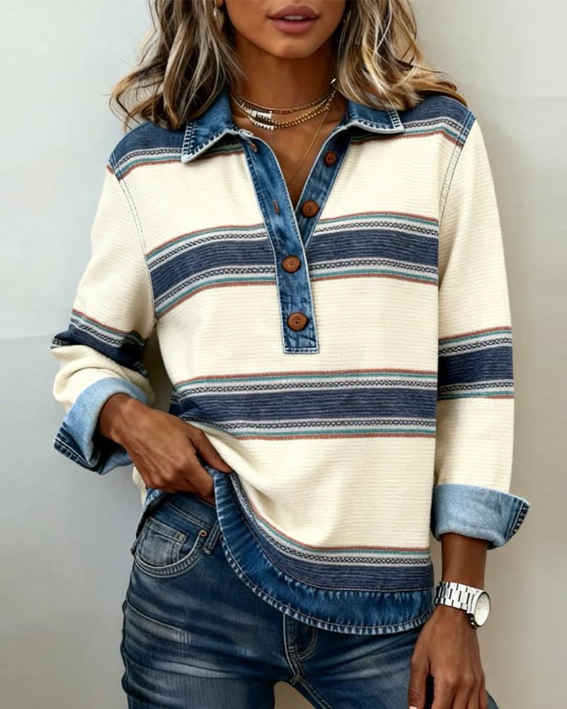 Warmes & Stilvolles Beige Denim Collar Top - Perfekt für den Winter