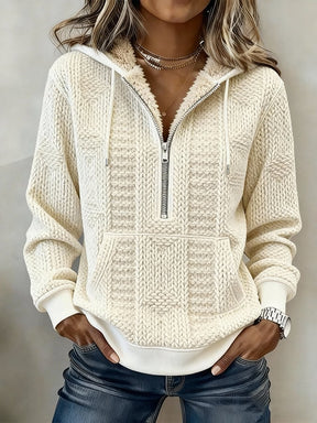 Kuscheliges Damen Winter Hoodie Sweatshirt in Creme