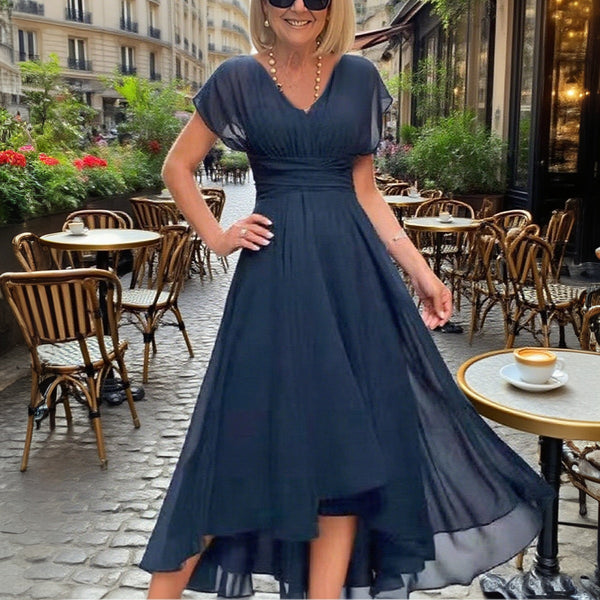 Herbstshaftes Midi-Kleid mit Kurzarm – Vielseitig & Komfortabel