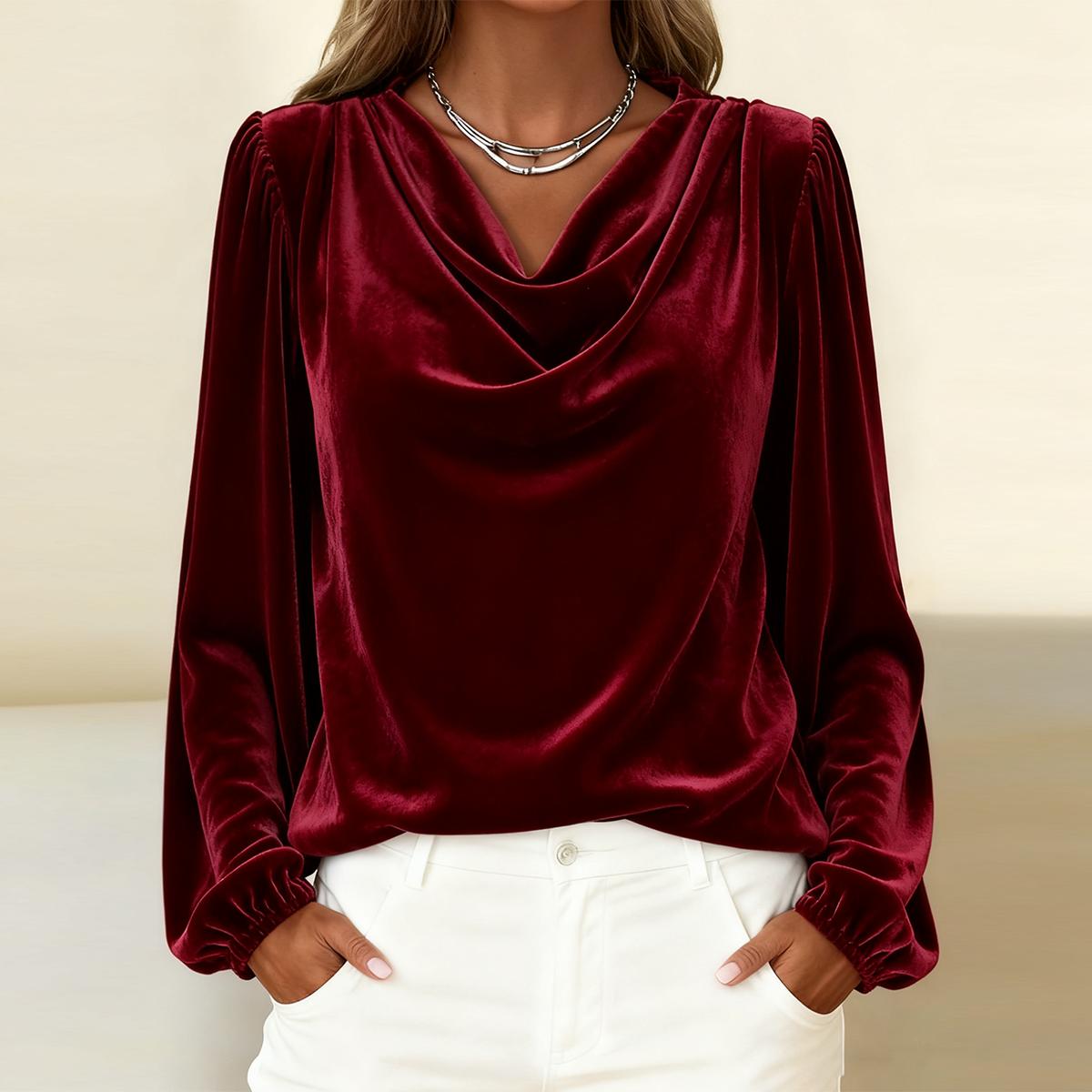Rotes Samt Longsleeve Top – elegantes Winter Party Outfit