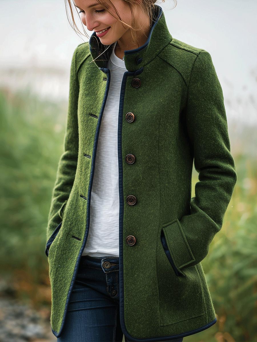Green Long Sleeve Plain Outerwear - Herbsts Must-Have für kühle Tage