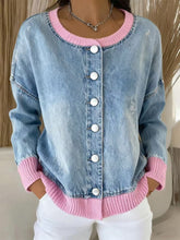 Winter Denim Cardigan Damen – Kuscheliger Patchwork Look