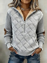 Damen Winter Sweatshirt grau mit Teddyfleece Kragen warm